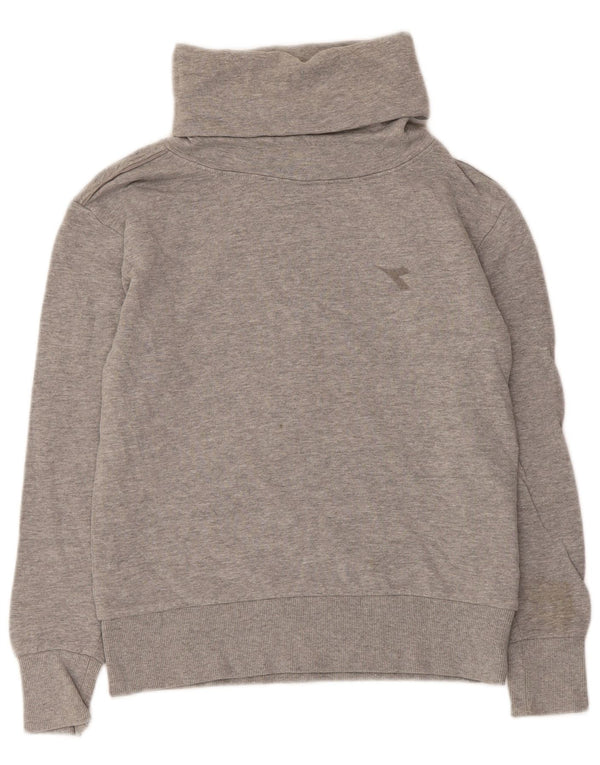Diadora Dame Rullehals Sweatshirt Jumper UK 10 Small Grey Flecked Bomuld