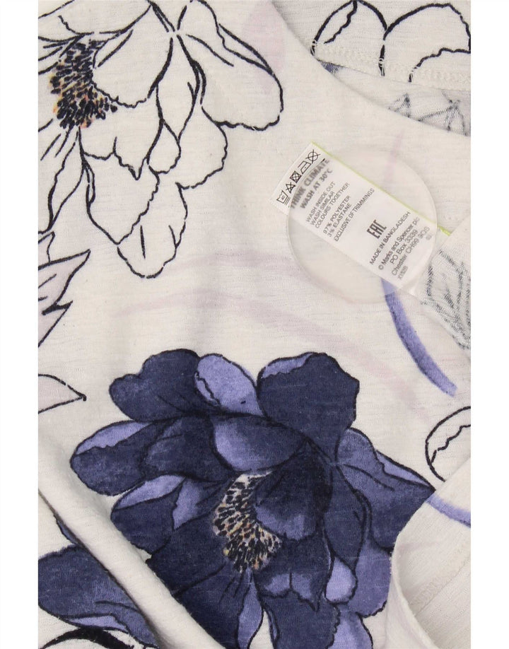 Marks & Spencer Dame Oversized Top Langærmet UK 8 Small White Floral