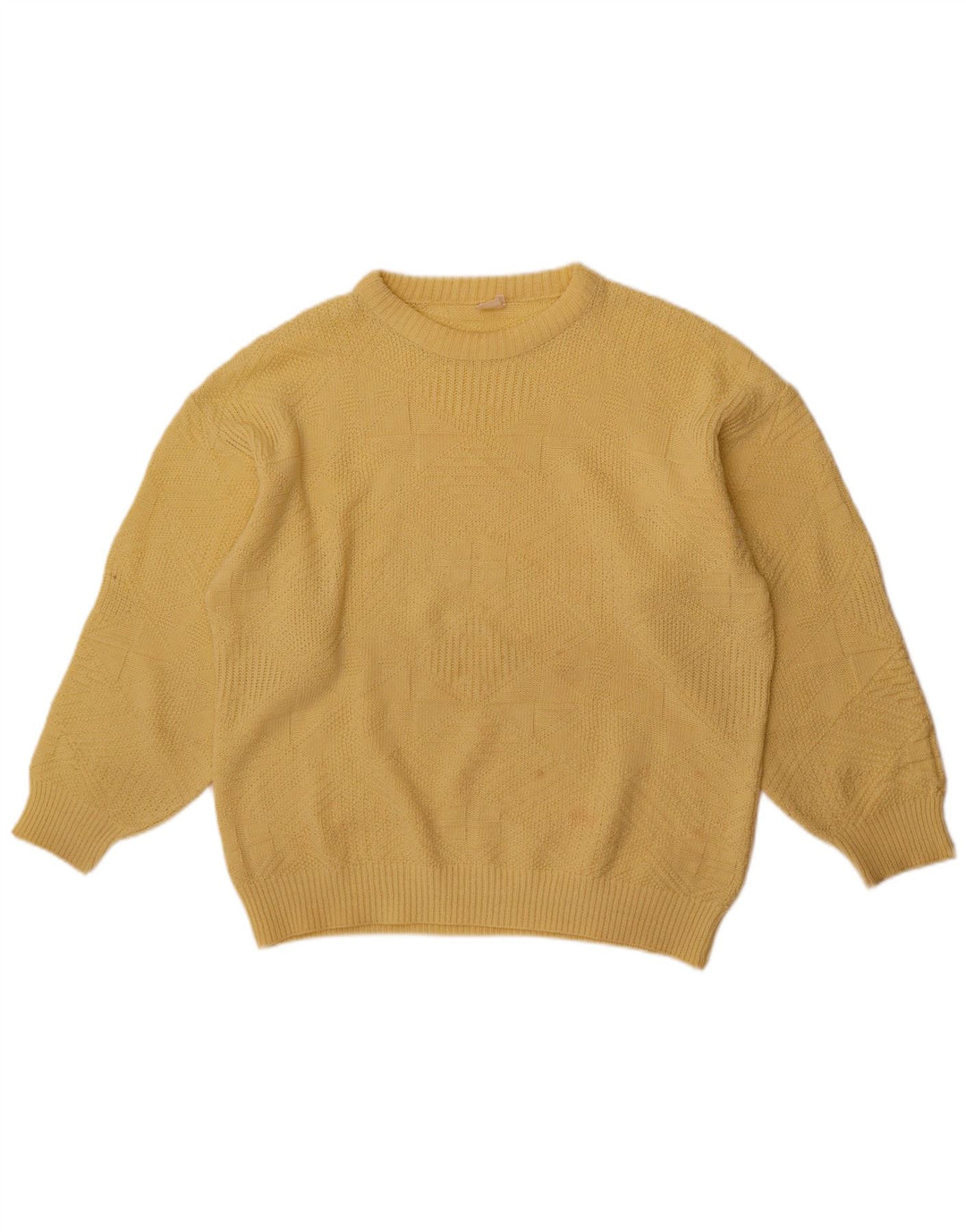 Mark Astor Herre Crew Neck Jumper Sweater IT 52 Stor Gul Geometrisk
