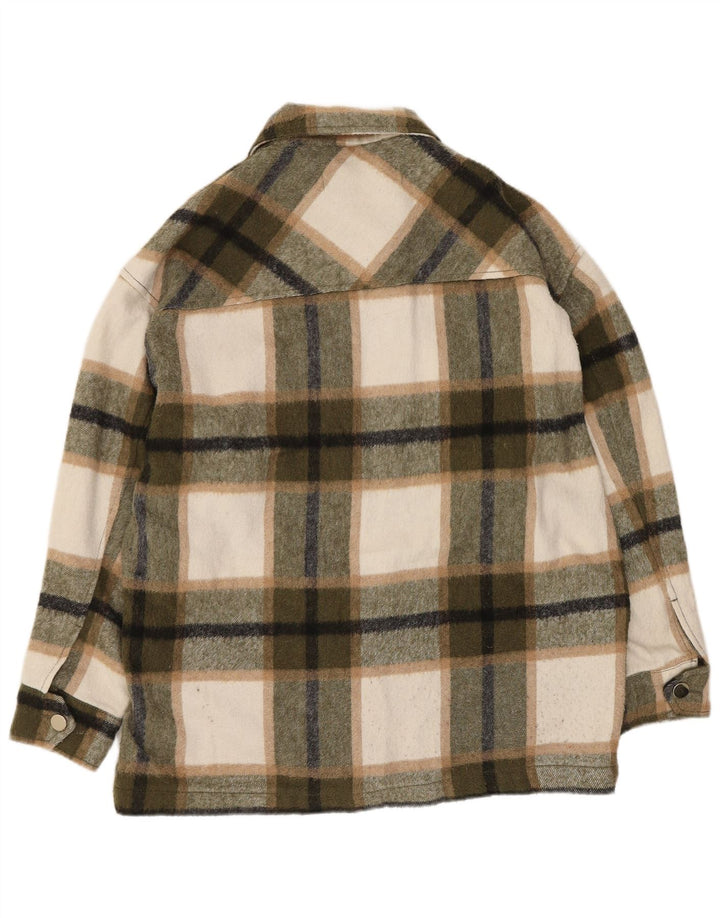 Zara Dame Oversized Shacket Jacket UK 6 XS Khaki Check
