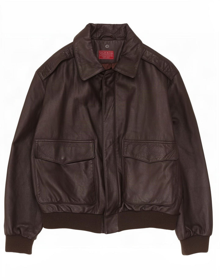 Sisley Herre Læderjakke UK 38 Medium Brun