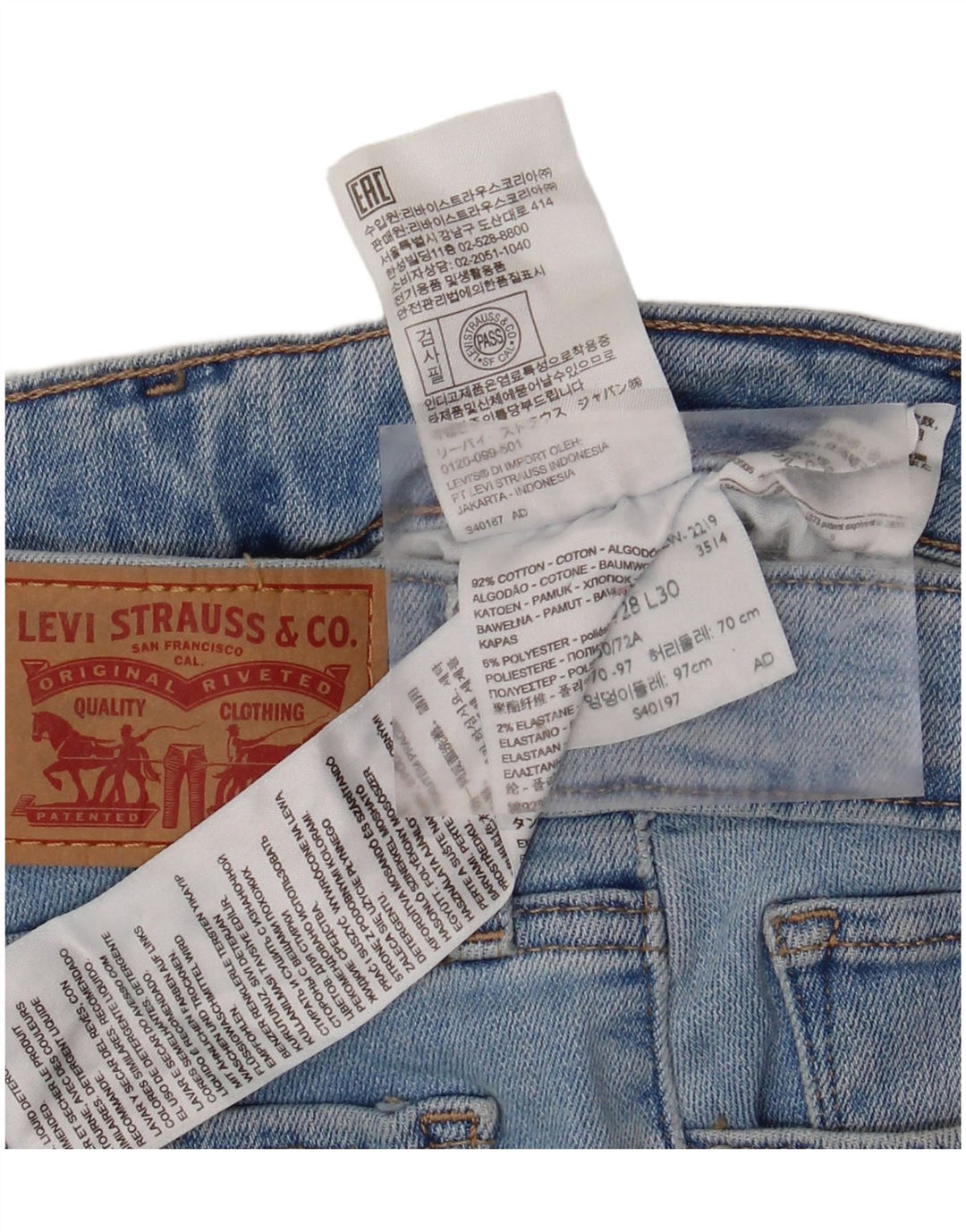 LEVI'S Dame 711 Skinny Jeans W28 L30 Blå Bomuld