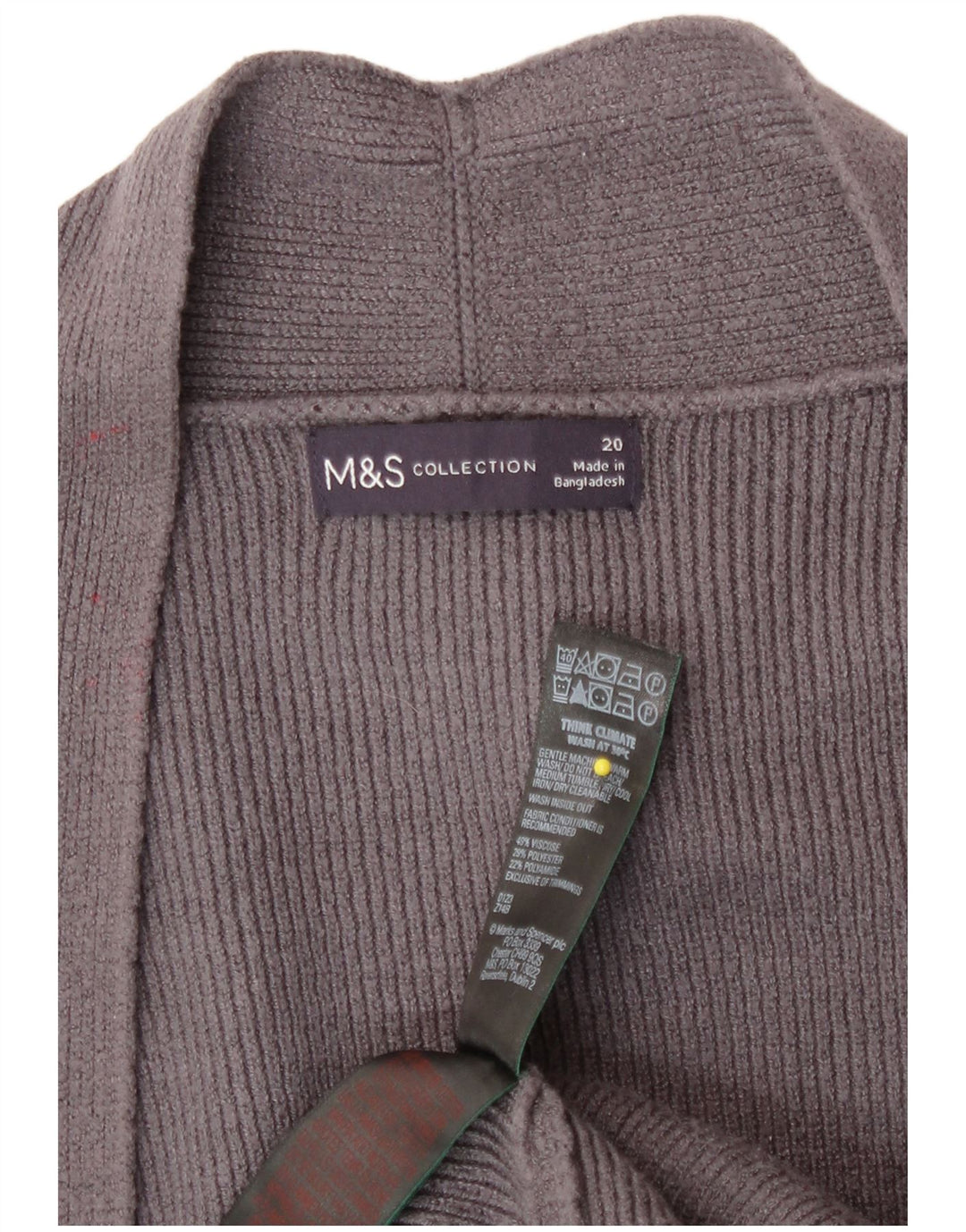 Marks & Spencer Dame Open Cardigan Sweater UK 20 2XL Grå Viscose