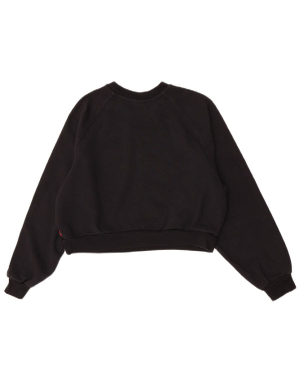 Levi's Womens Crop Oversized Sweatshirt Jumper UK 6 XS Sort bomuld