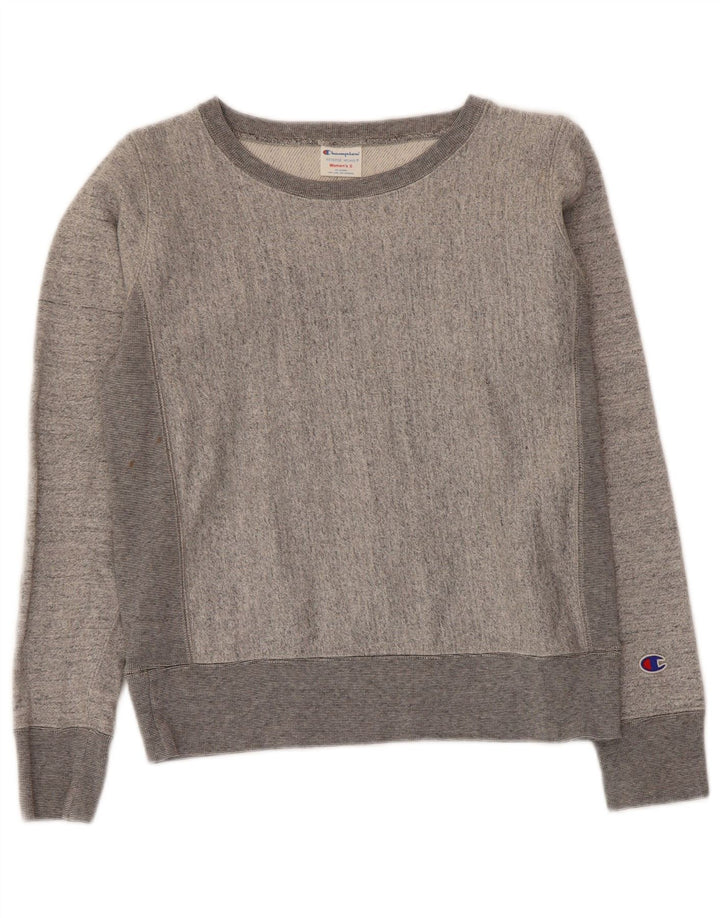 Champion Dame Sweatshirt Jumper UK 10 Small Grey Colourblock