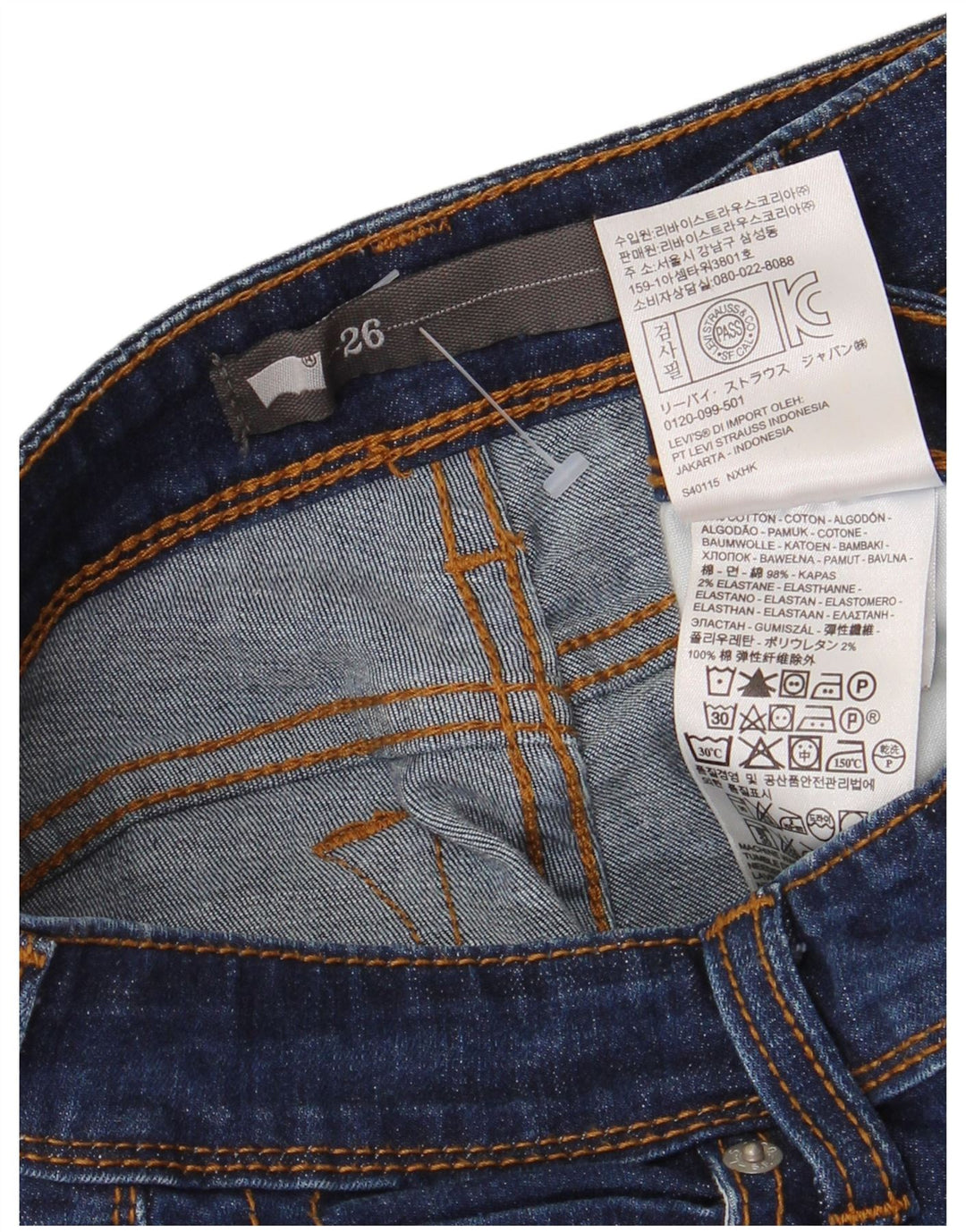 Levi's Dame Capri Jeans W26 L21 Marineblå Bomuld