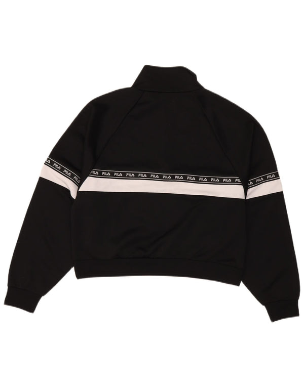 Fila Dame Grafisk Sweatshirt Jumper UK 14 Medium Sort Colourblock Sports
