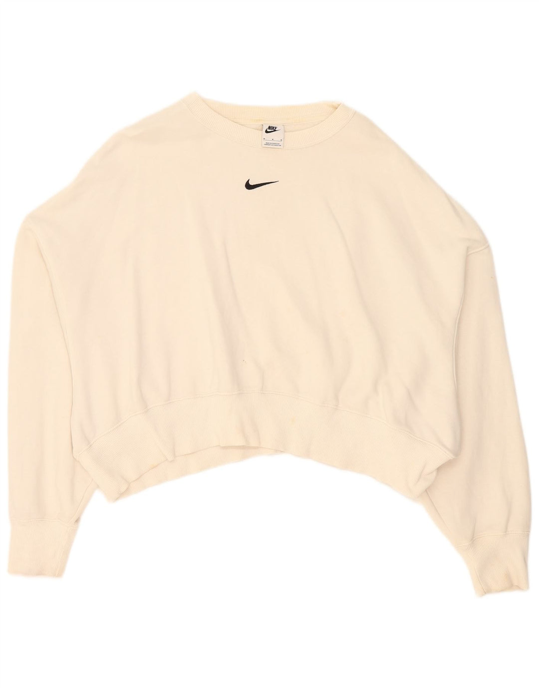 Nike Womens Crop Oversized Sweatshirt Jumper UK 14 Medium White Bomuld