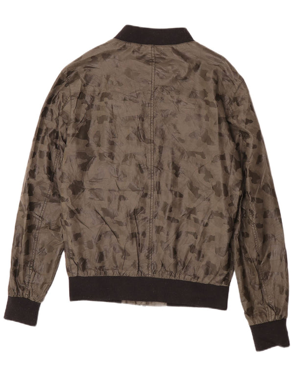 Zara Herre Bomberjakke i imiteret læder UK 38 Medium Khaki Camouflage