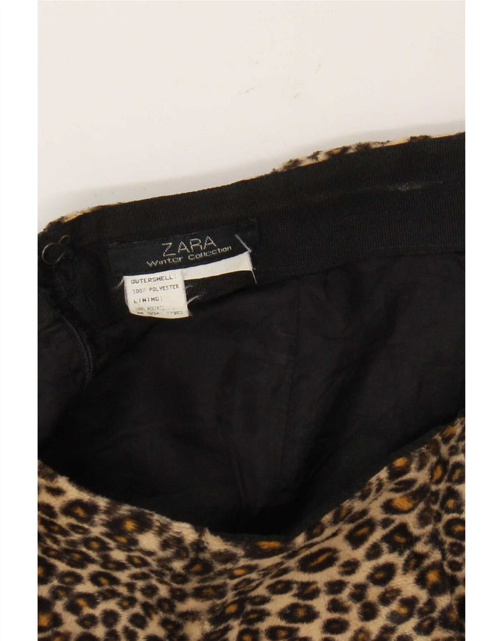 Zara Pencil Nederdel til kvinder W32 Large Brown Animal Print Polyester