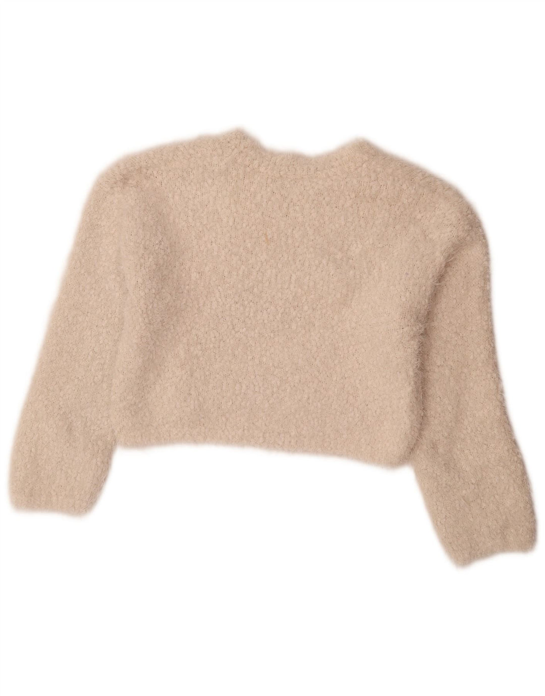 Zara Womens Crop Crew Neck Jumper Sweater UK 10 Small White Polyester