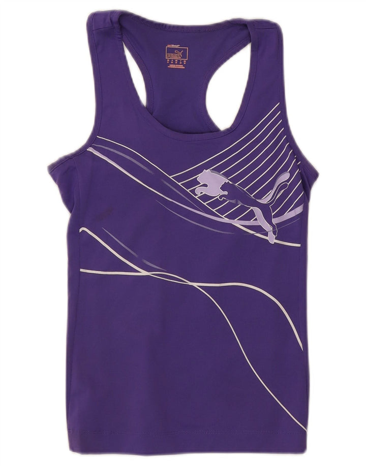 PUMA Womens Graphic Vest Top UK 12 Medium Purple Polyester
