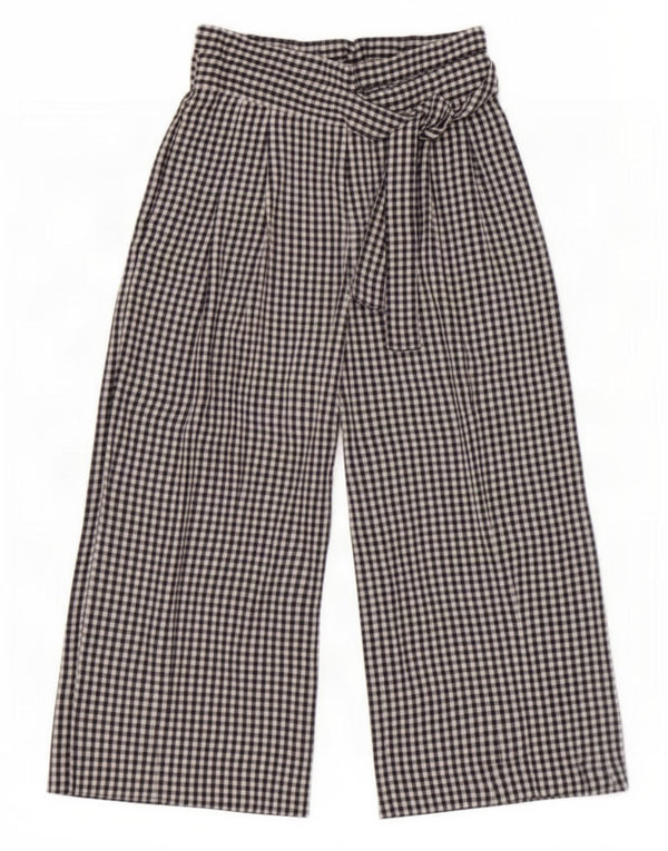 Zara Dame Capri Bukser Medium W28 L22 Navy Blue Gingham