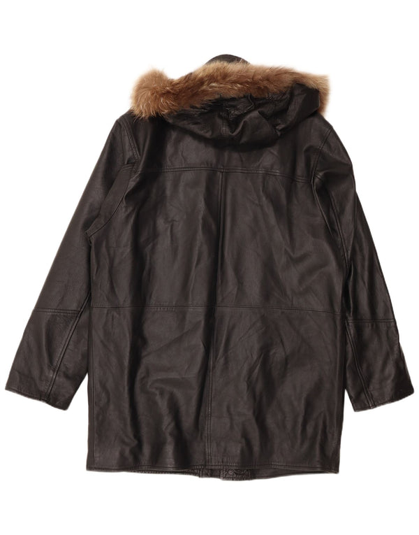 Gianfranco Cenci Herre Hooded Læderfrakke UK 42 XL Sort