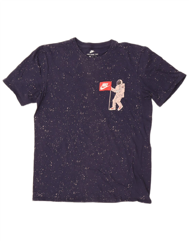 Nike Herre Athletic Cut Grafisk T-Shirt Top Medium Navy Blue Flecked