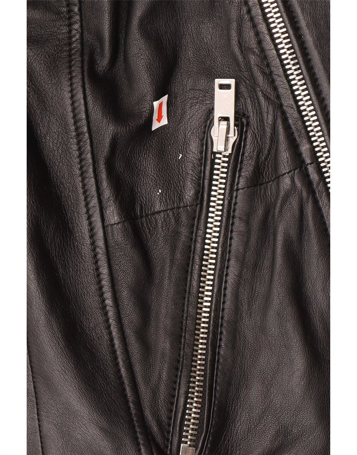 Freaky Nation Herre Læder Biker Jacket UK 38 Medium Sort Læder