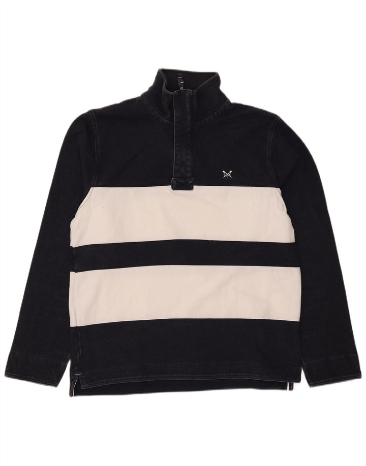 CREW TØJ Herre Zip Neck Sweatshirt Jumper Medium Marineblå Stribet