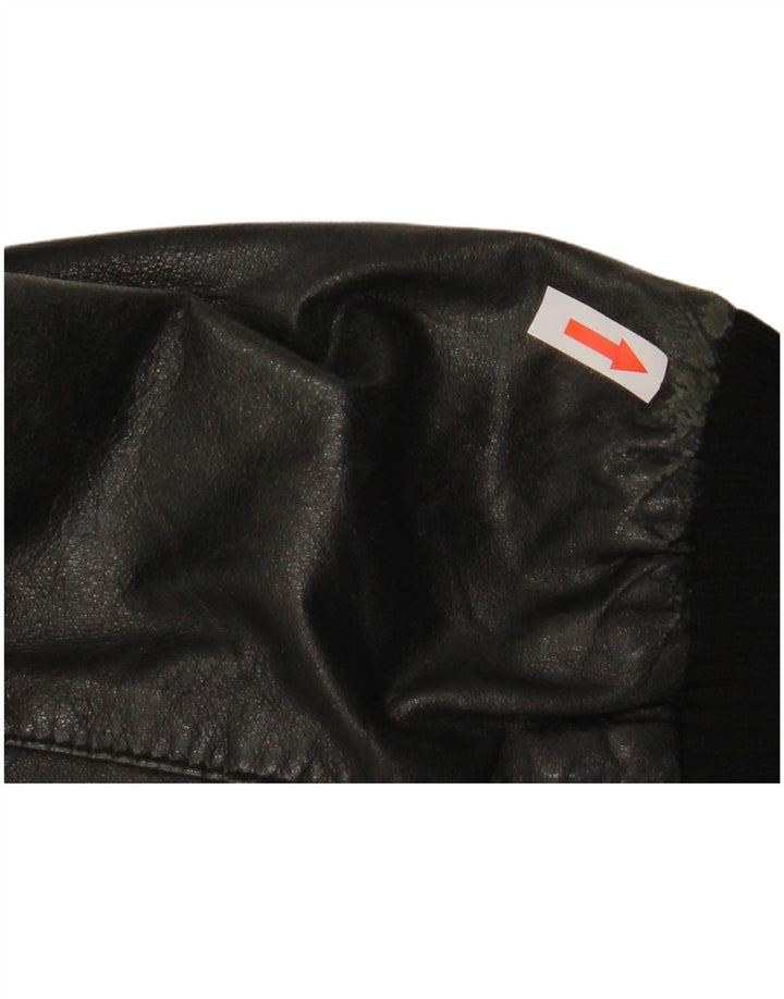 Sasch Womens Crop Læderjakke UK 14 Medium Black
