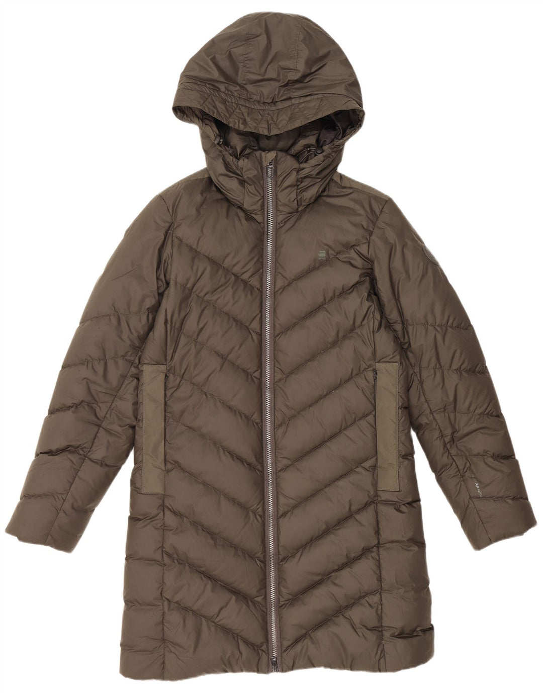 G-STAR Polstret frakke med hætte til kvinder UK 14 Medium Khaki Polyester