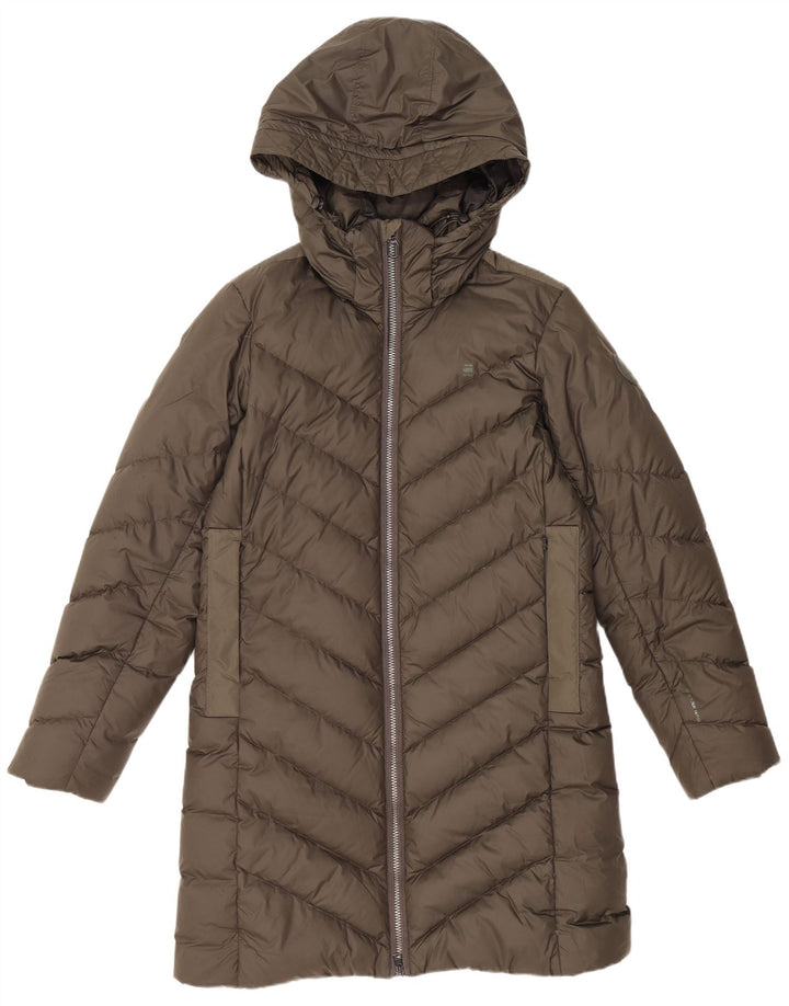 G-STAR Polstret frakke med hætte til kvinder UK 14 Medium Khaki Polyester