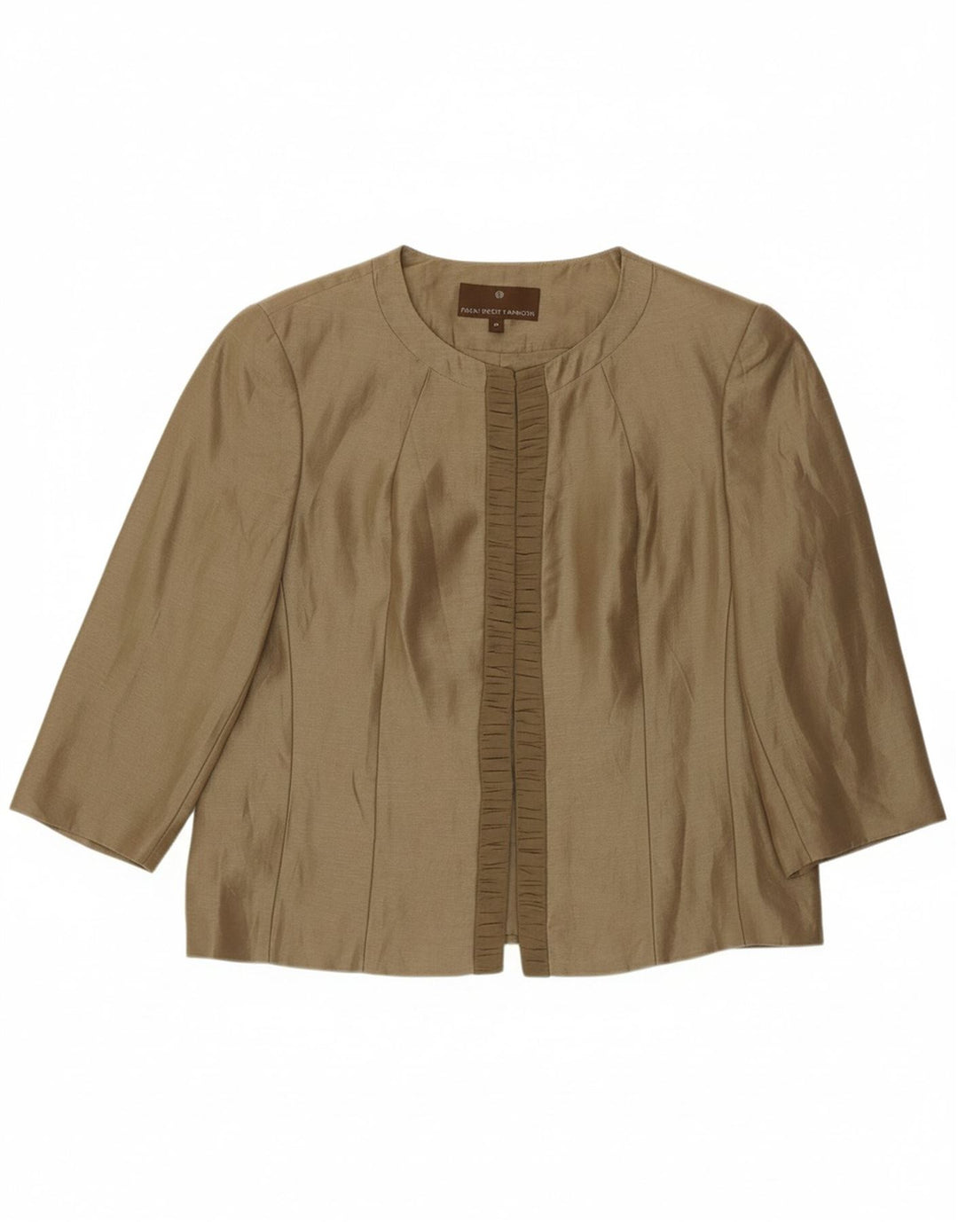 FENN WRIGHT MANSON Womens 3/4 Sleeve Blazer Jacket UK 18 XL Brown Linen
