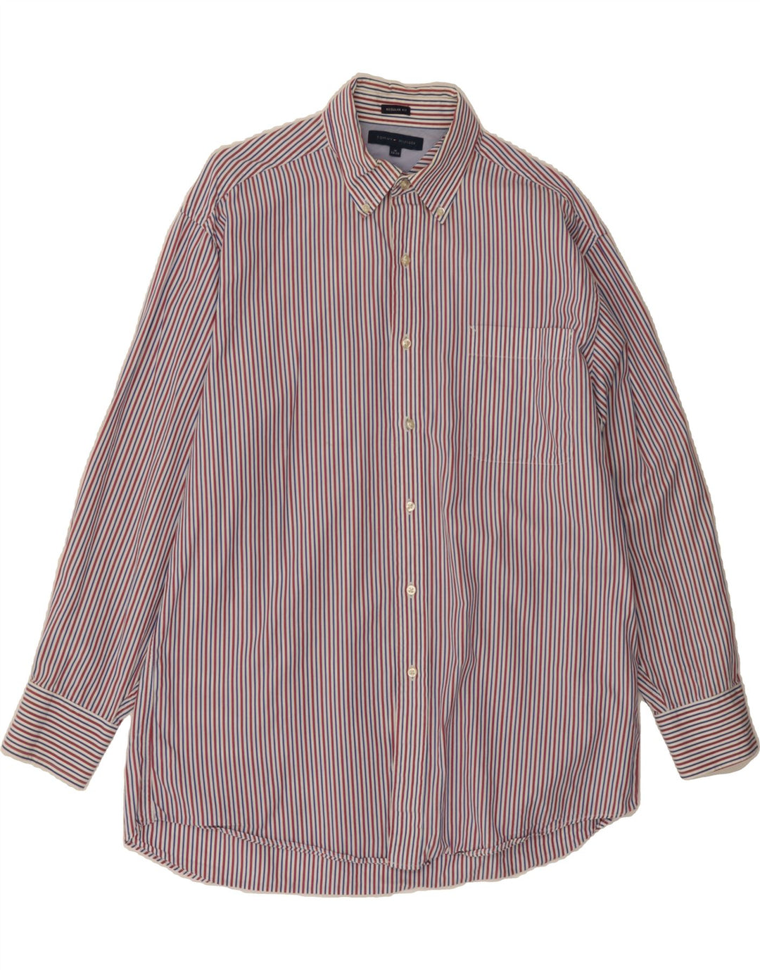TOMMY HILFIGER Mens Regular Fit Shirt Size 16 Large Multicoloured Striped Vintage Tommy Hilfiger and Second-Hand Tommy Hilfiger from Messina Hembry 