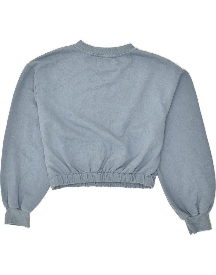PULL & BEAR Womens Crop Sweatshirt Jumper UK 16 Large Blue Cotton