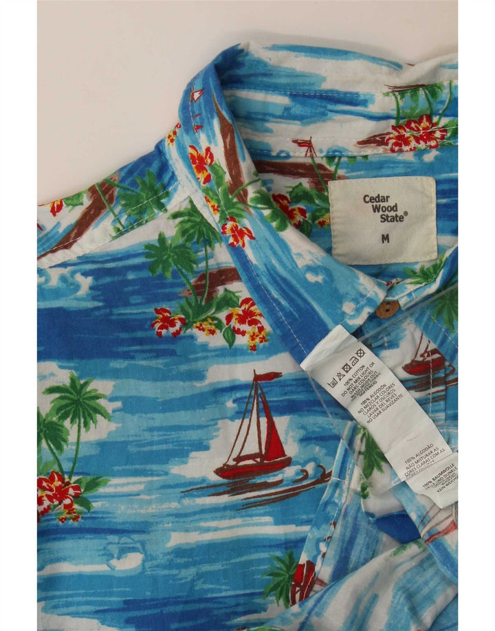 Cedarwood State Kortærmet Herreskjorte Medium Blue Bomuld Hawaiian