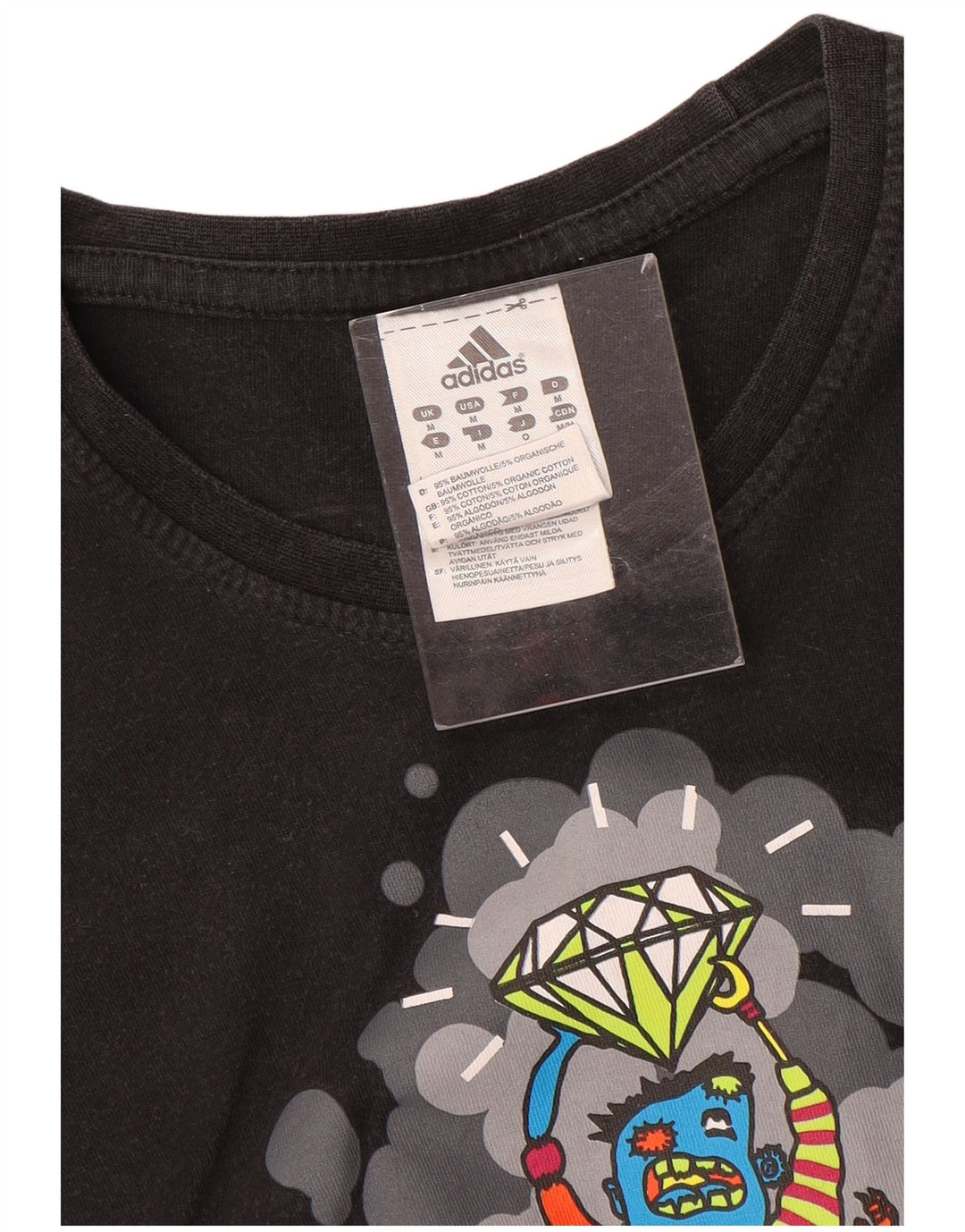 Adidas Herre grafisk T-shirt Top Medium Sort Bomuld