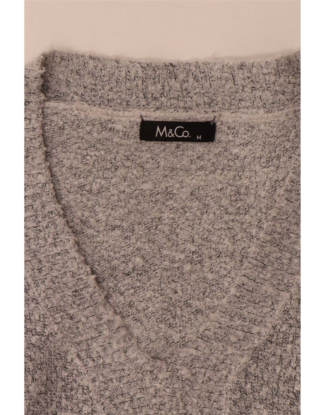 M&Co Dame V-hals sweater UK 14 Medium Grå Akryl
