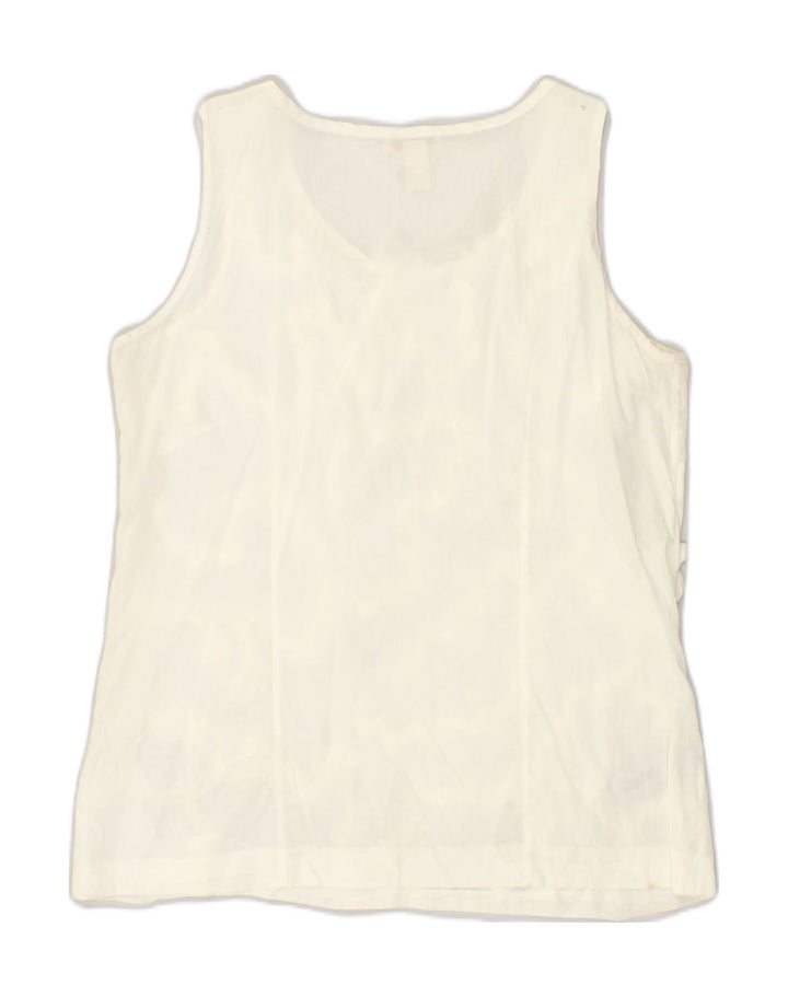 J. CREW Womens Sleeveless Graphic Blouse Top US 6 Medium White Cotton | Vintage J. Crew | Thrift | Second-Hand J. Crew | Used Clothing | Messina Hembry 