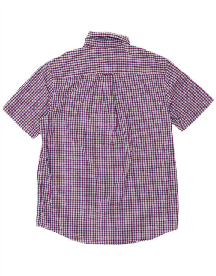 CHAPS Nem pleje kortærmet skjorte til mænd Medium Blue Gingham Cotton