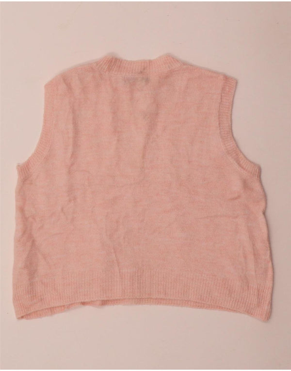 Oasis Womens Crop Vest Tank Top UK 16 Large Pink Acryl