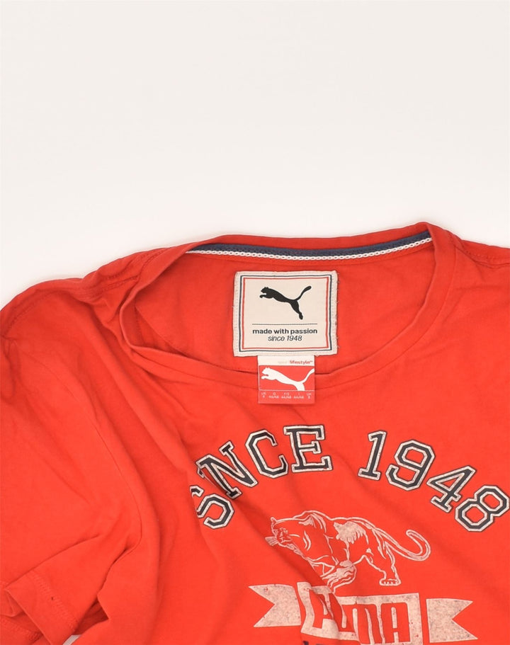 PUMA Mens Graphic T-Shirt Top Small Red Cotton | Vintage Puma | Thrift | Second-Hand Puma | Used Clothing | Messina Hembry 
