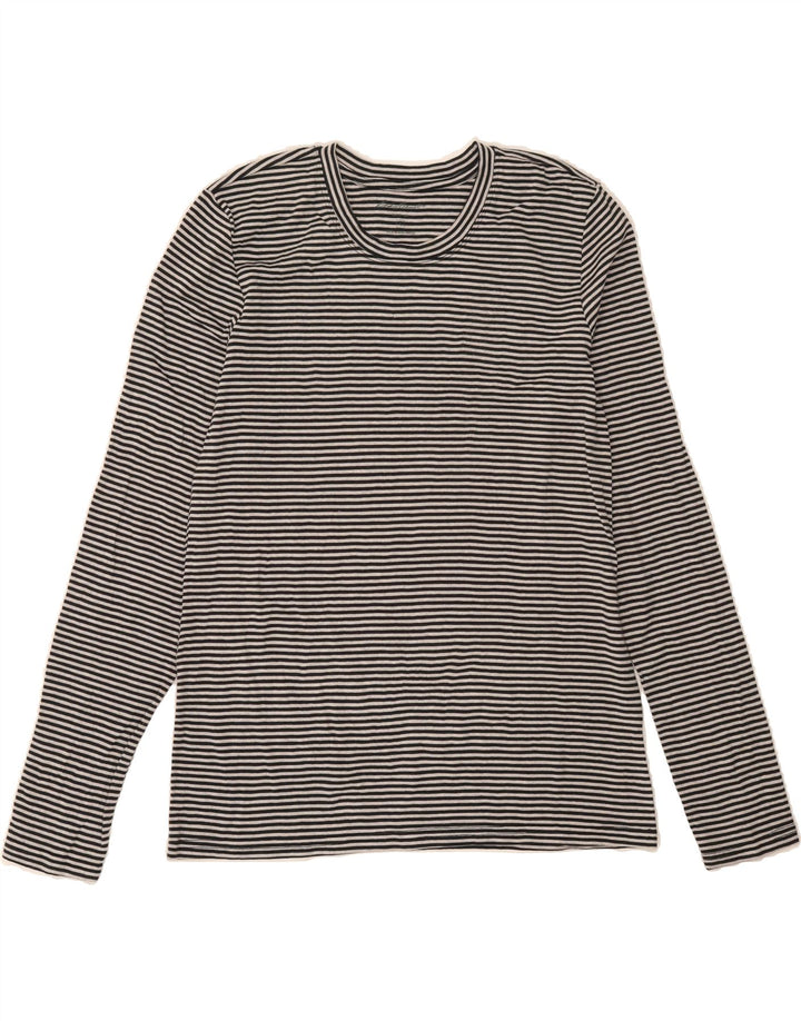 EDDIE BAUER Womens Top Long Sleeve UK 14 Large Black Striped Cotton Vintage Eddie Bauer and Second-Hand Eddie Bauer from Messina Hembry 