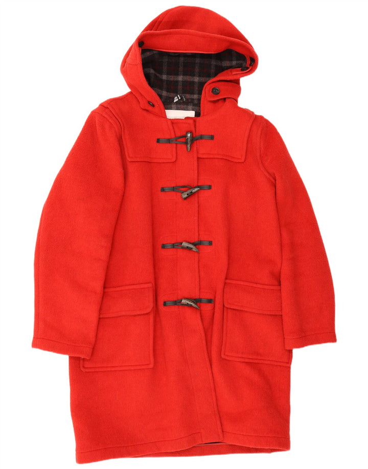 MONTGOMERY Duffle Coat med hætte til kvinder UK 16 Stor rød uld