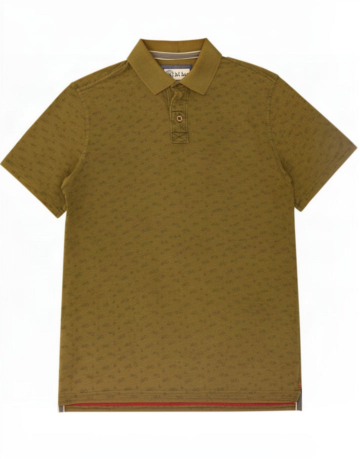 Fedt ansigt til mænd med abstrakt mønster poloshirt Medium Khaki Bomuld