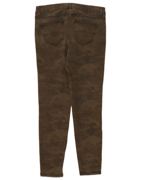 Zara Dame Slim Casual Bukser EU 38 Small W28 L26 Khaki Camouflage