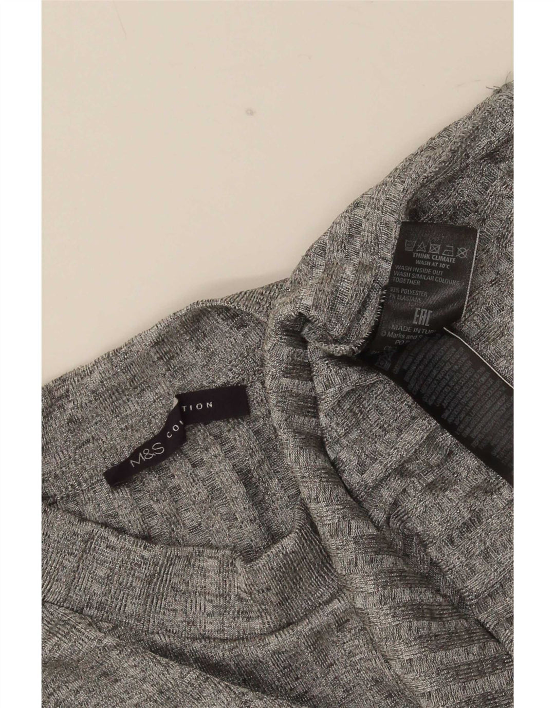 Marks & Spencer Dametop Langærmet UK 14 Large Grå Flecked Polyester