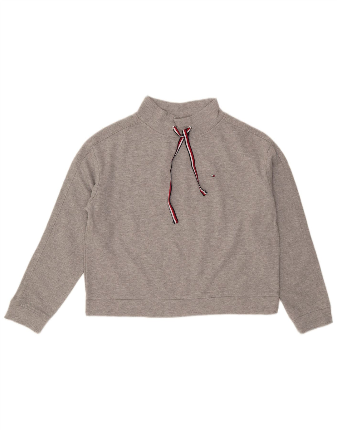 Tommy Hilfiger Womens Crop Oversized Sweatshirt Jumper UK 10 Small Grå