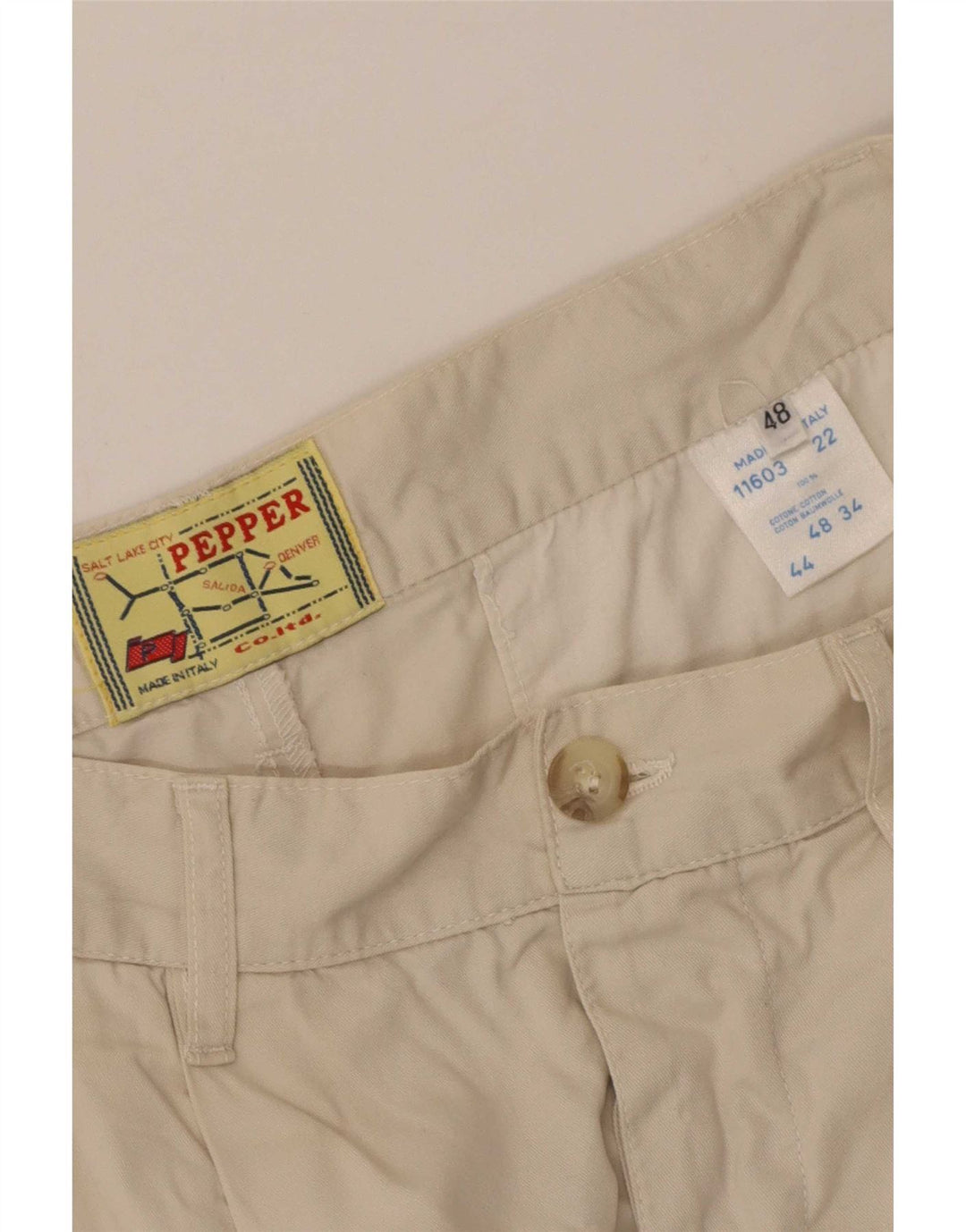 Vintage Herre Pegged Chino Shorts IT 48 Medium W30 Beige Bomuld