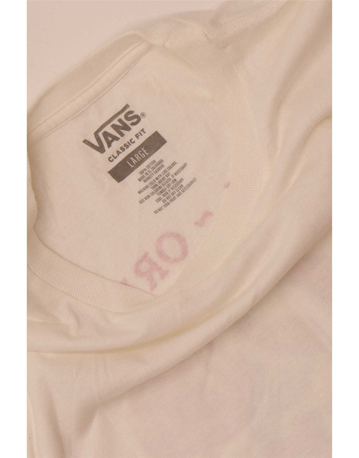 Vans Herre Classic Fit Grafisk T-Shirt Top Stor Hvid Bomuld