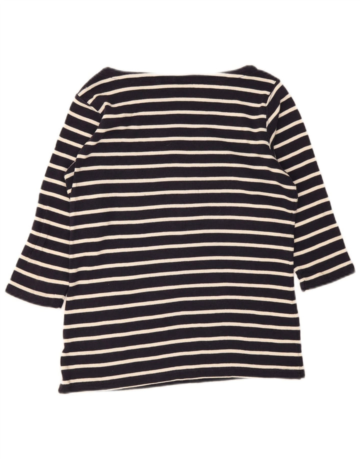 L.L.Bean Dame Top 3/4 ærmer UK 14 Mellem marineblå stribet
