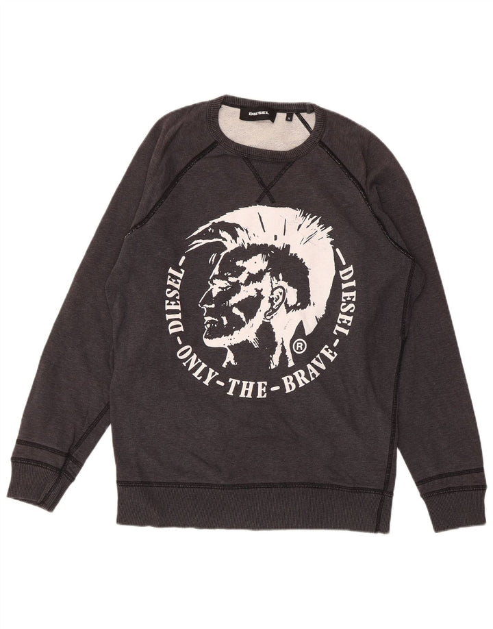 DIESEL Herre Grafisk Sweatshirt Jumper Lille Grå Bomuld