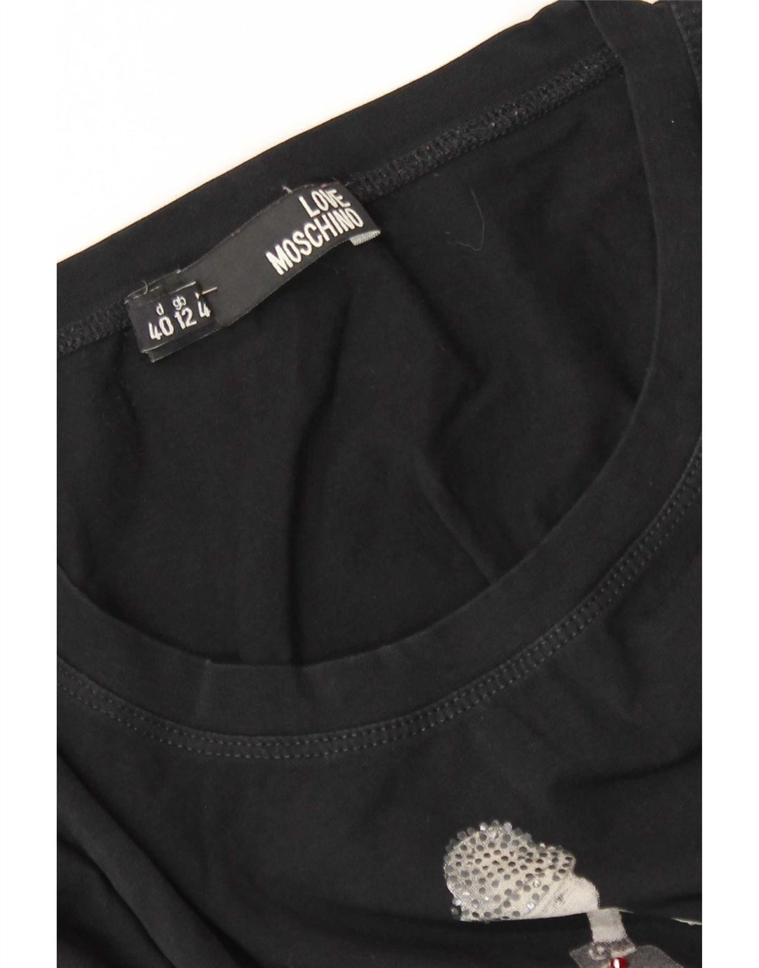 Moschino Dame Grafisk Top Langærmet UK 12 Medium Sort