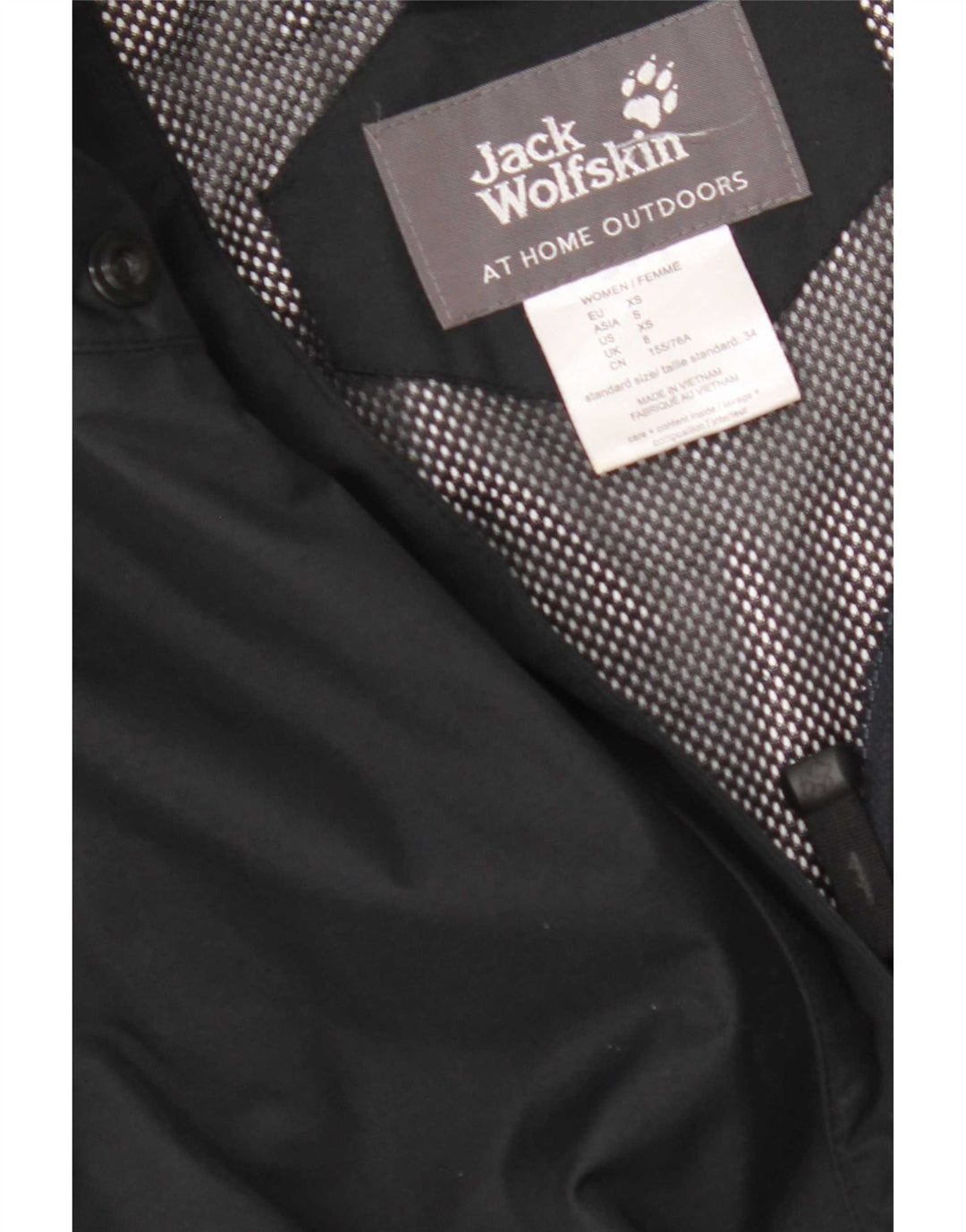 Jack Wolfskin Dame Regnjakke UK 8 Small Black Colourblock