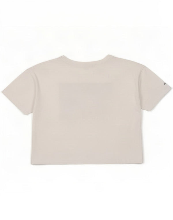 Zara Womens Crop Graphic T-Shirt Top UK 16 Large White Bomuld