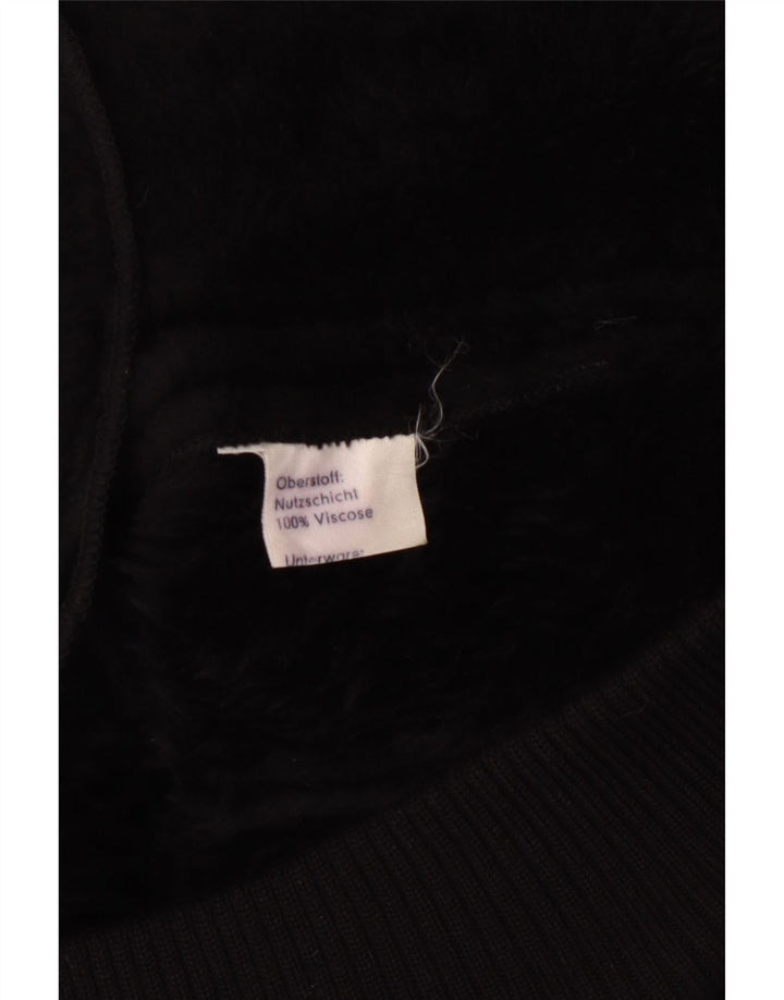 VINTAGE Sherpa-jakke til kvinder UK 12 Medium Black Viscose