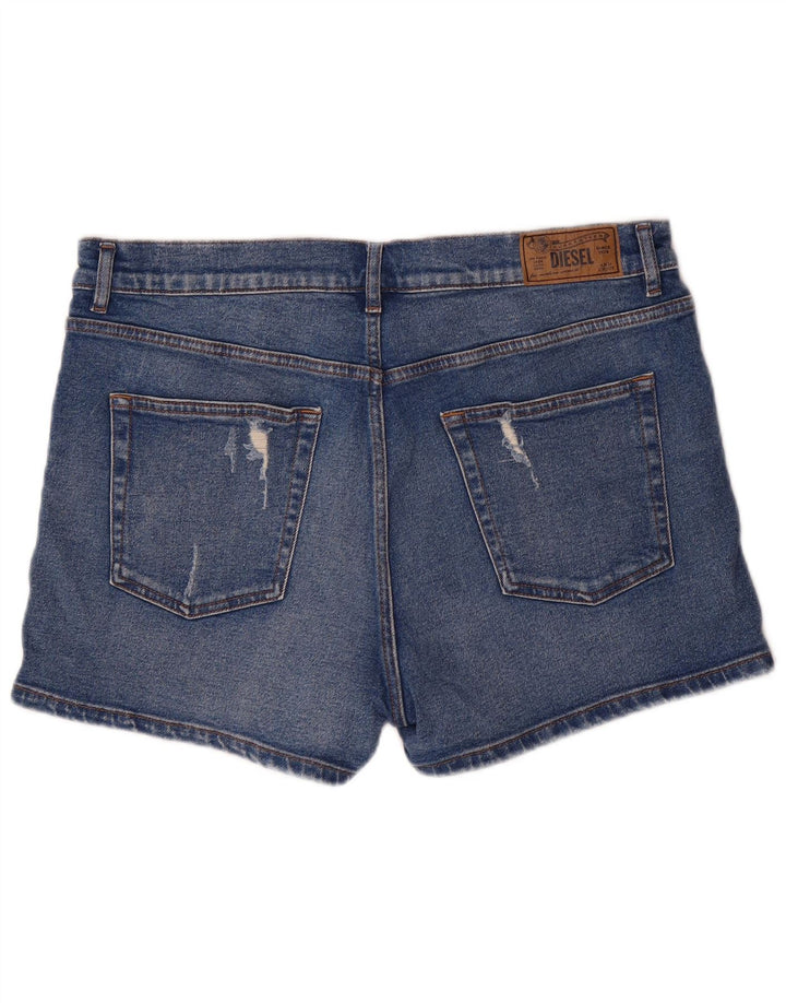 DIESEL Dame Distressed Denim Shorts W31 Medium Blue Bomuld
