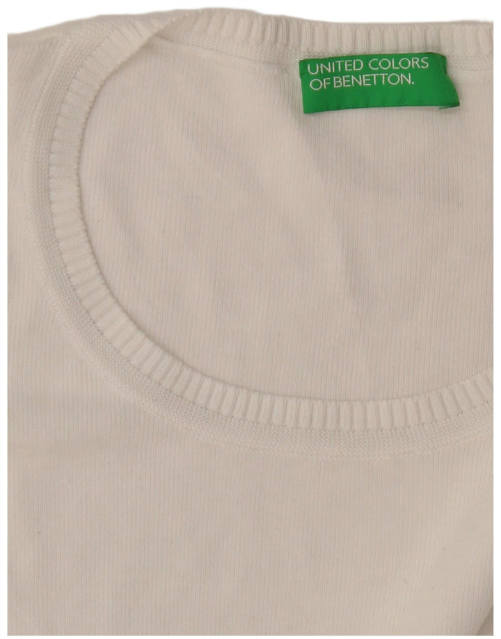 Benetton Dame Boat Neck Jumper Sweater UK 14 Medium White